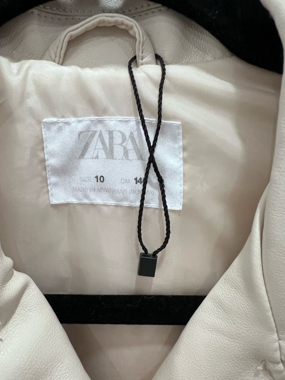Zara Light Cream Faux Leather Biker Jacket - Picture 2 of 11